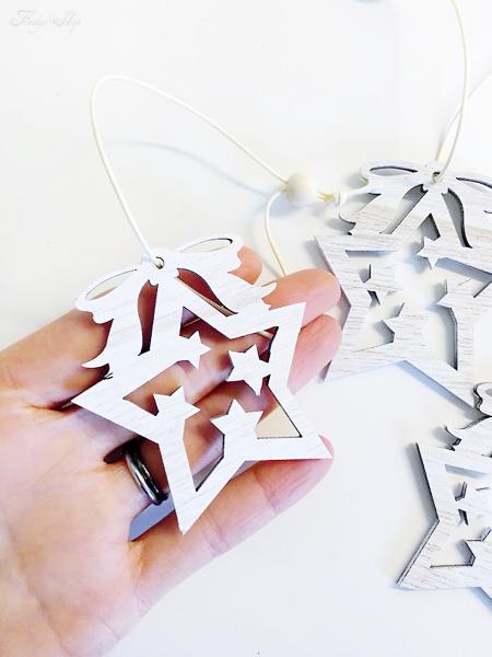 Holzanhänger Stern mit Schleife